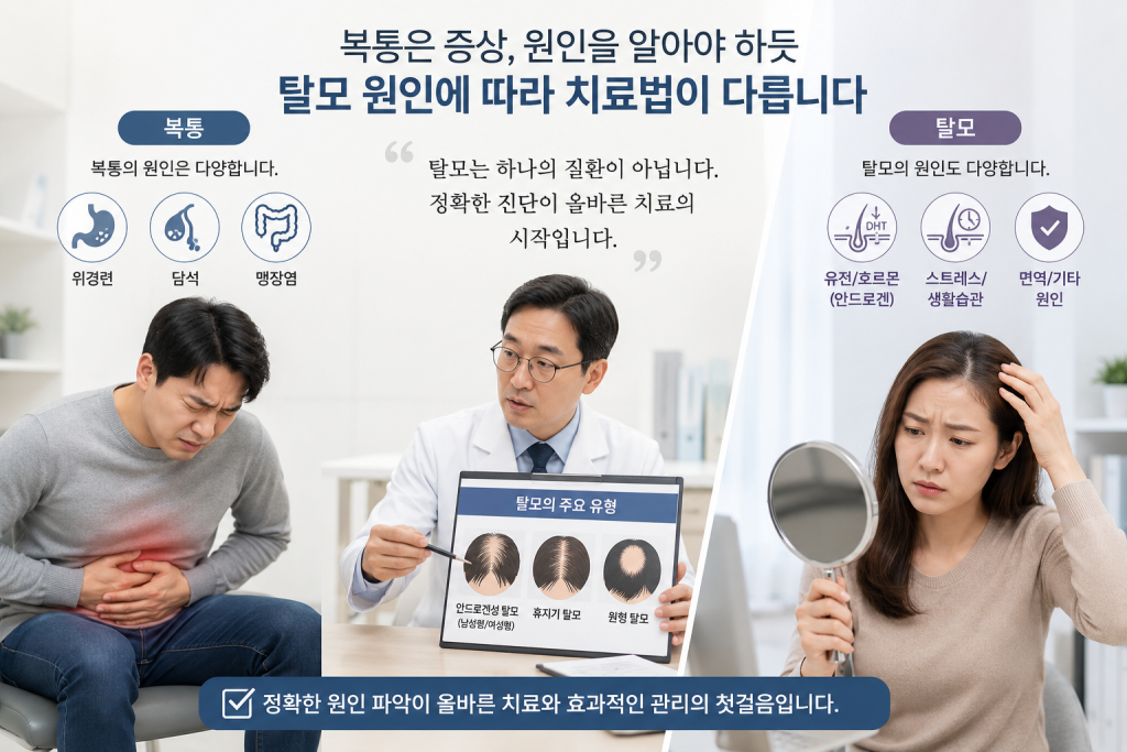 탈모는 복통과 마찬가지로 모두 똑같이 취급되어선 안된다